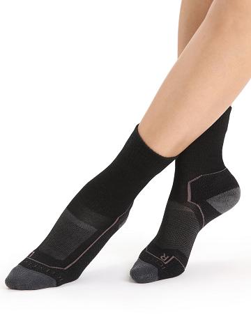 Chaussettes Icebreaker Merino Hike+ Light Crew Femme Noir | FR 1427LISH